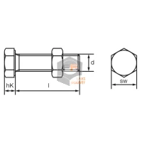 ISO 4017 Bultskrūve 8.8 SB HDG