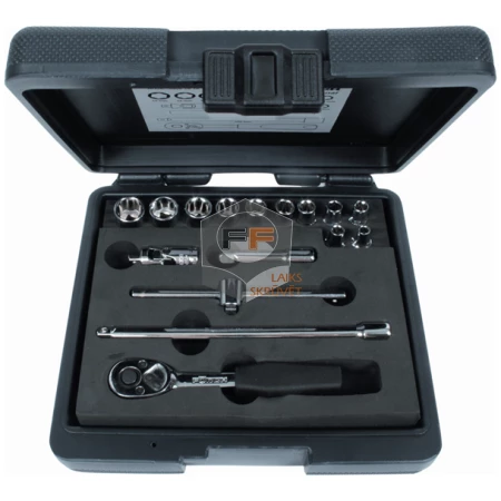 Socket Wrench Set 1/4" Flank Technique 16-Part